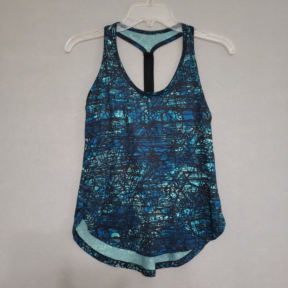 Old Navy Womens XS Tank Top Blue Abstract Go-Dry Racerback Mesh Activewear